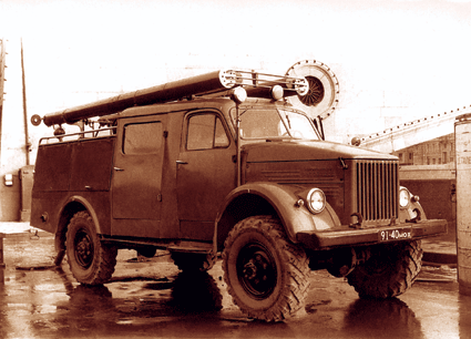 Пожарный автомобиль-цистерна АЦ-20 (модель 63-19М) на шасси ГАЗ-63 строился с 1964 по 1970 г. Варгашинским заводом противопожарного оборудования. Фото автора